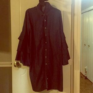 Blue Jean dress with layered, bell sleeves